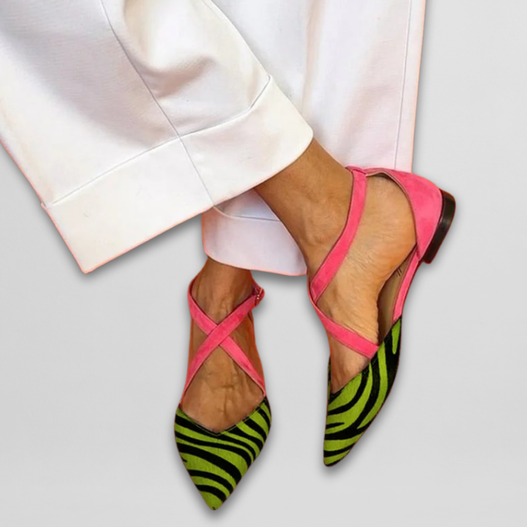 Ballerines d'Été à Talon Bas et Imprimé Zèbre