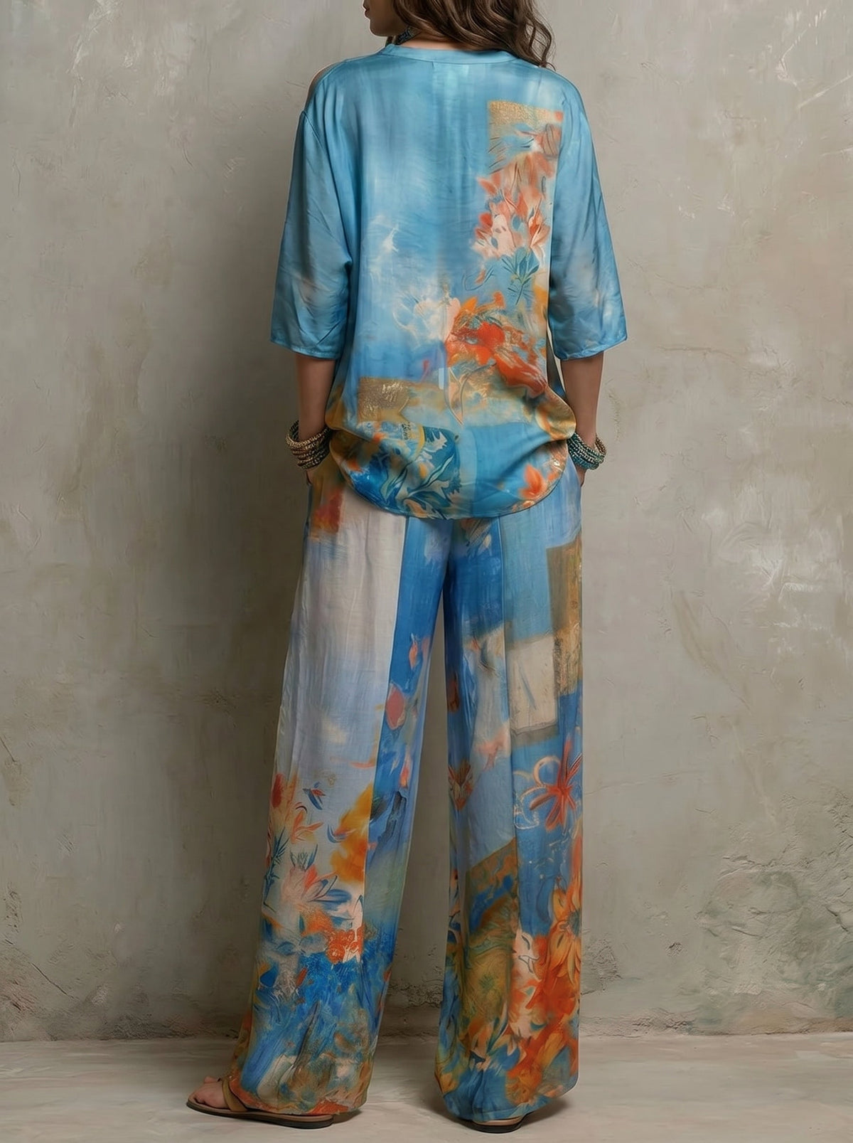 CLARA | Ensemble élégant imprimé floral avec pantalon large