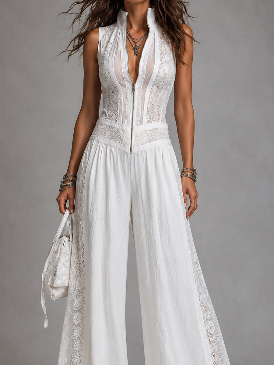 MAGDALENA · Mono vintage à col haut et jambes larges