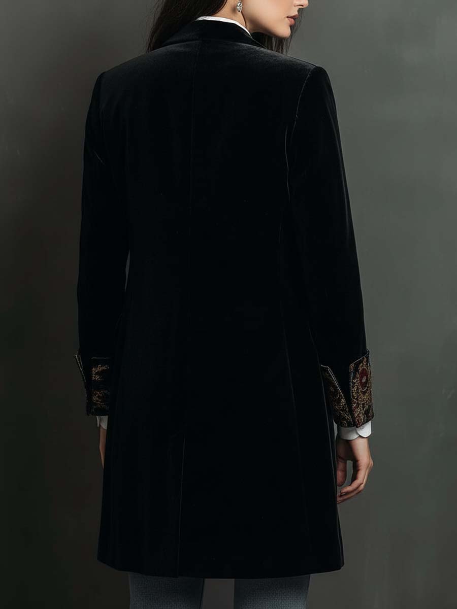Léontine | Blazer Ajusté Imprimé Baroque Noir