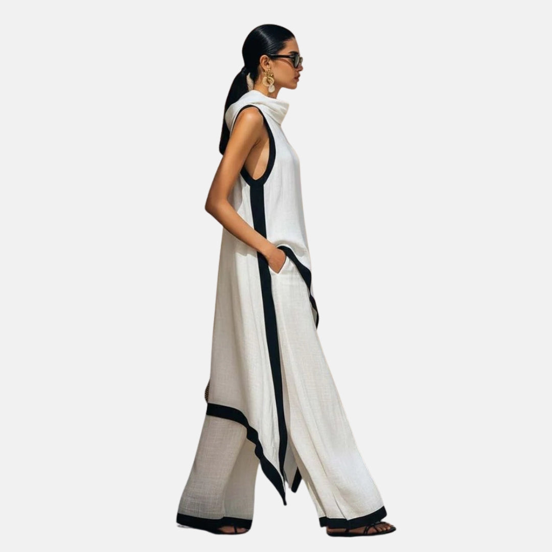 Léonie | Ensemble composé d'une tunique longue et de pantalons larges