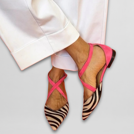 Ballerines d'Été à Talon Bas et Imprimé Zèbre