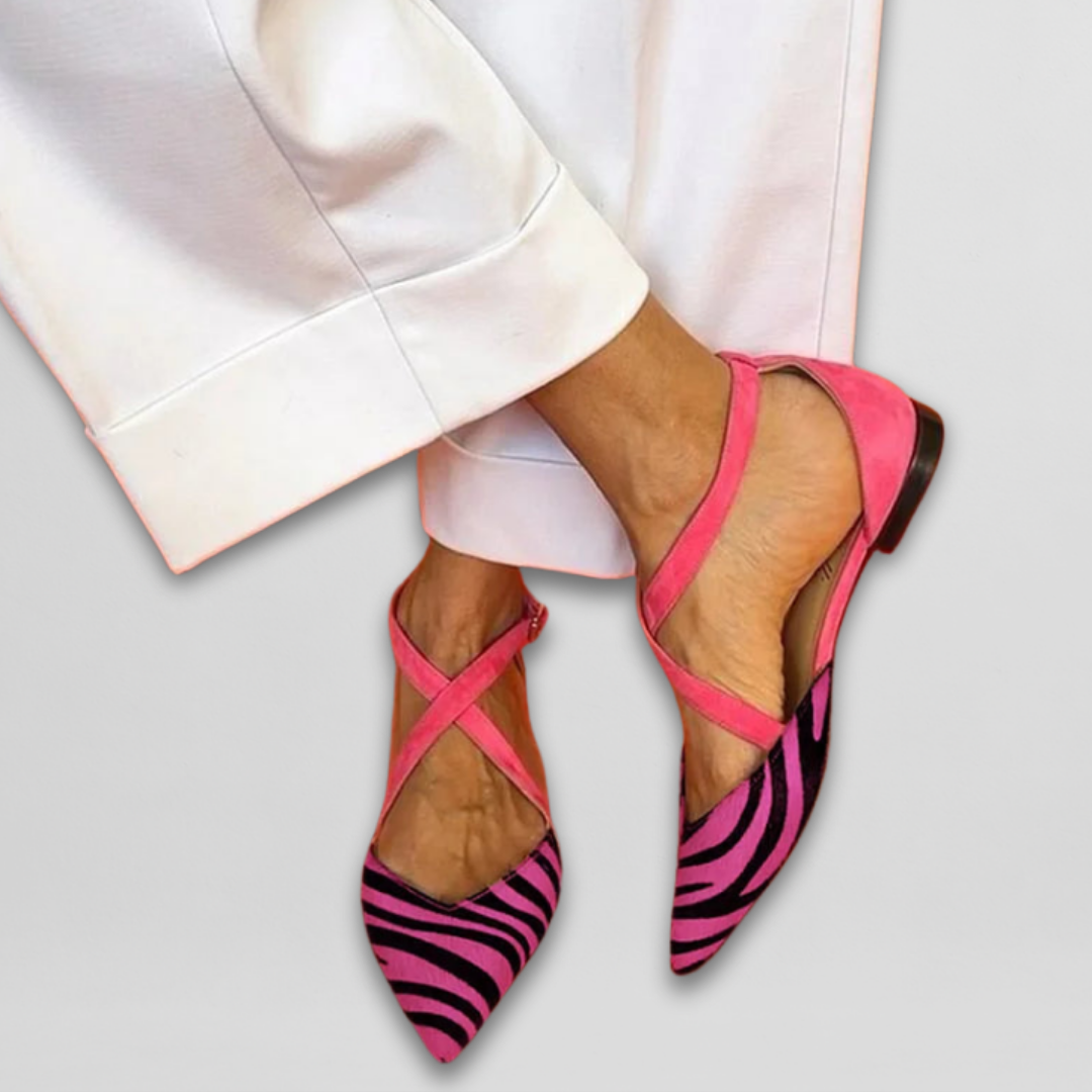 Ballerines d'Été à Talon Bas et Imprimé Zèbre
