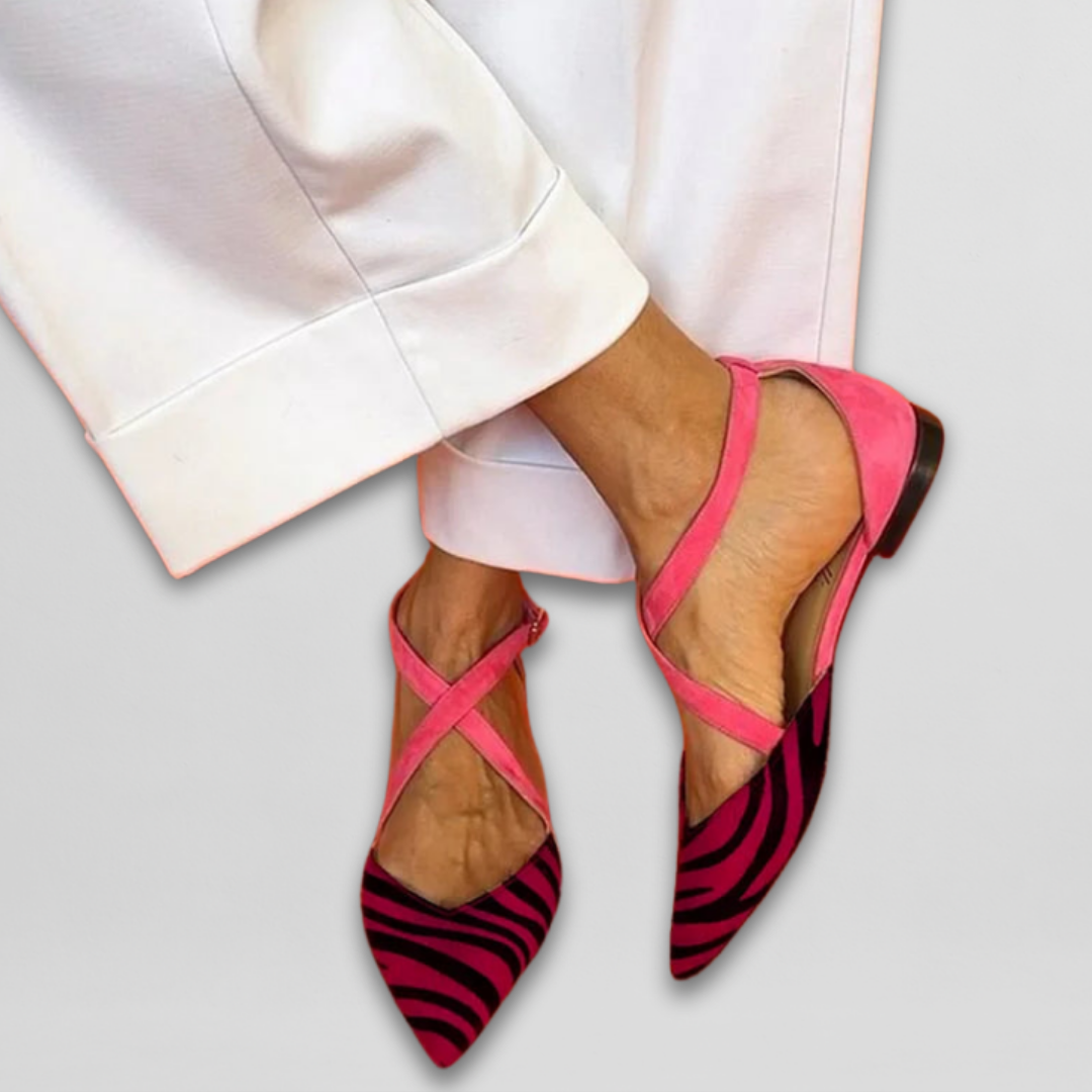 Ballerines d'Été à Talon Bas et Imprimé Zèbre