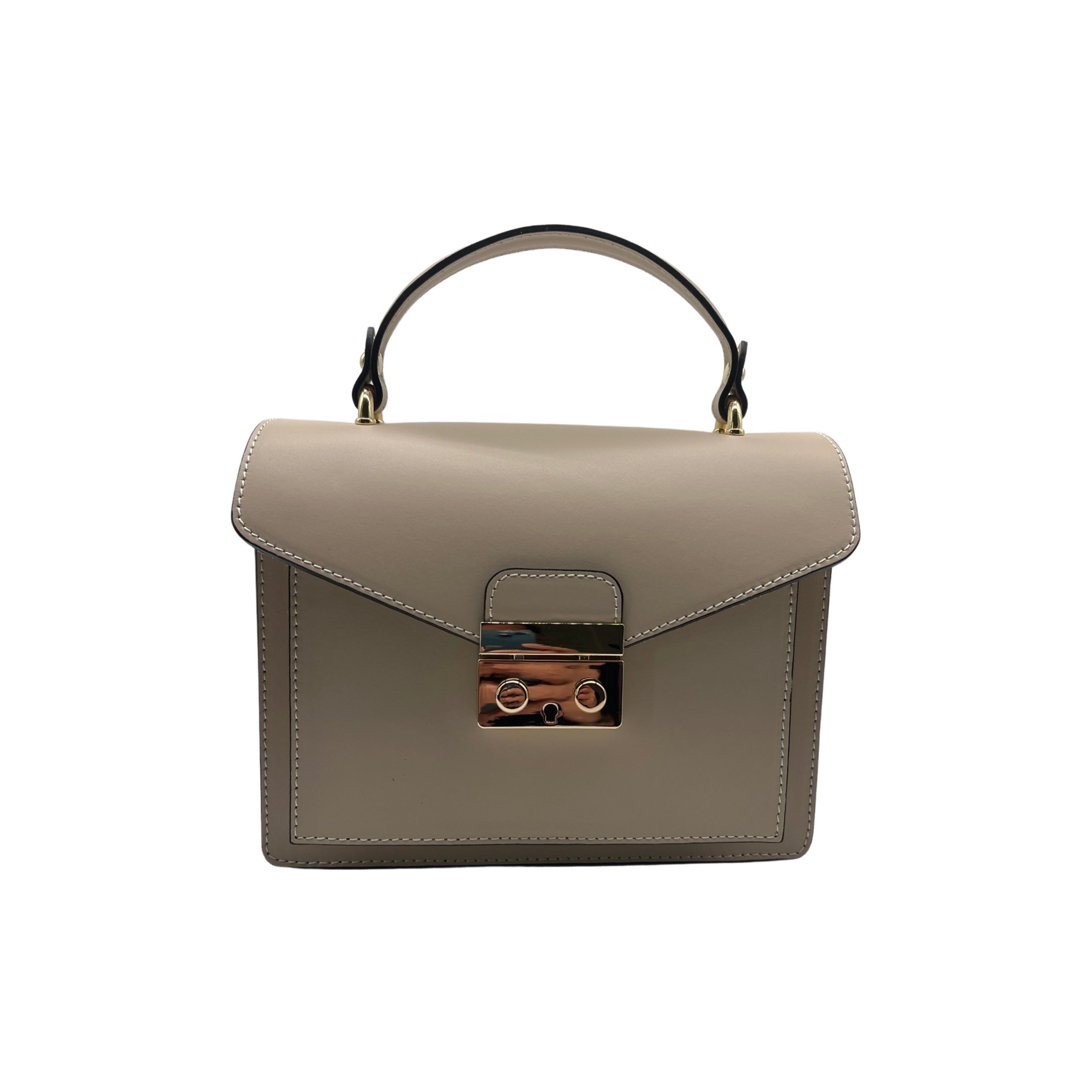 SAC PORTE MAIN CUIR VACHETTE LISSE DELIA BEIGE
