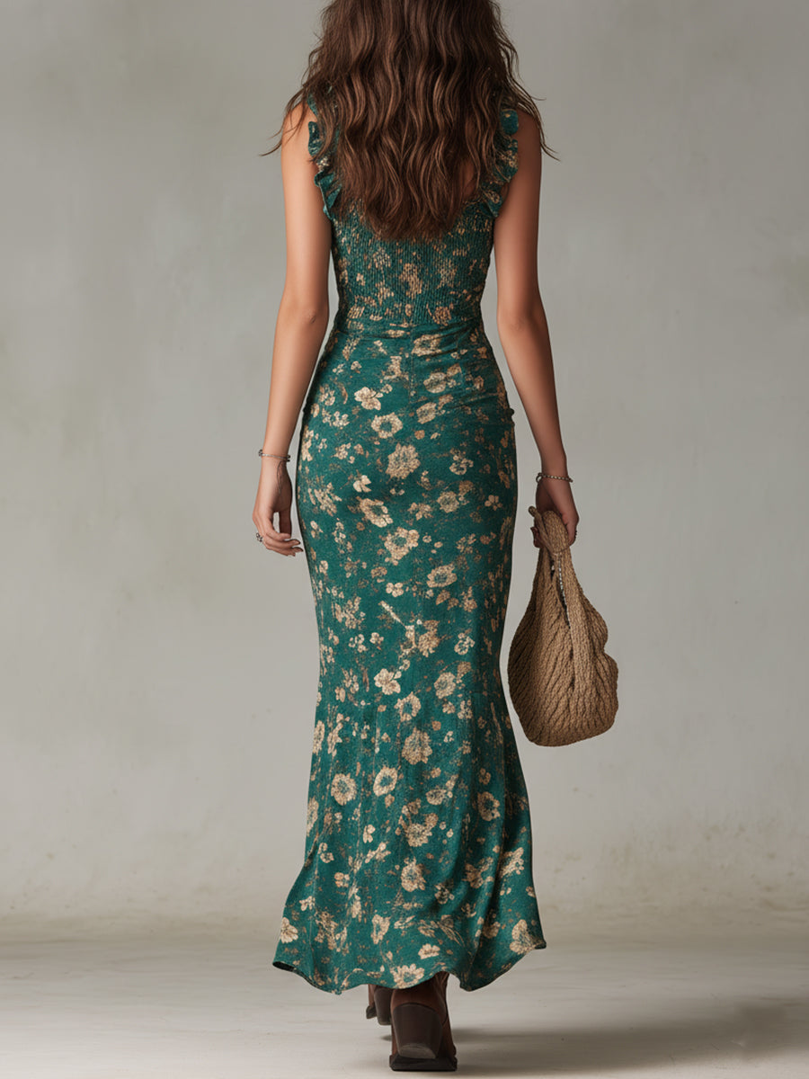 CAMILA - Robe longue style boho rétro avec volants