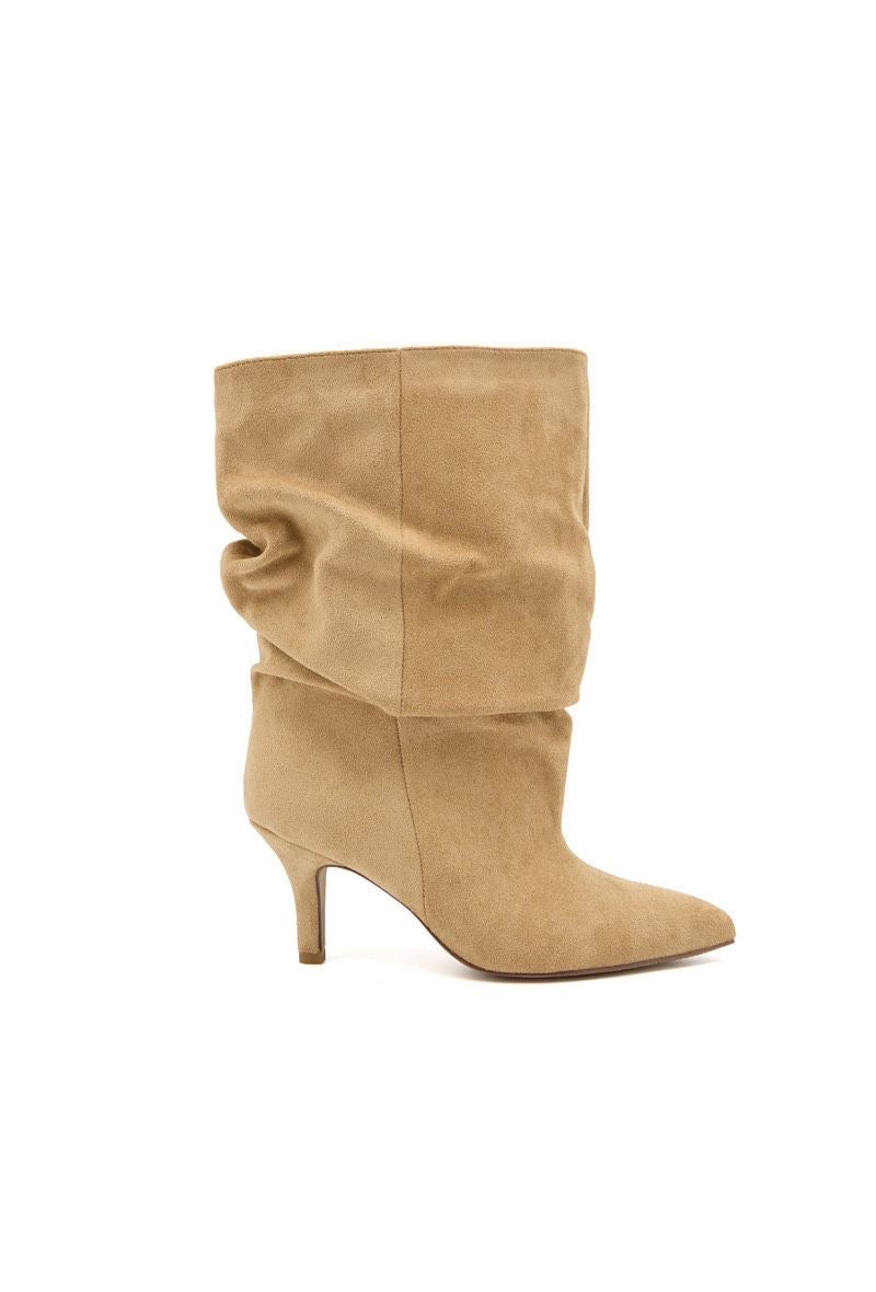 Bottines slouchy suède LUCY - Taupe