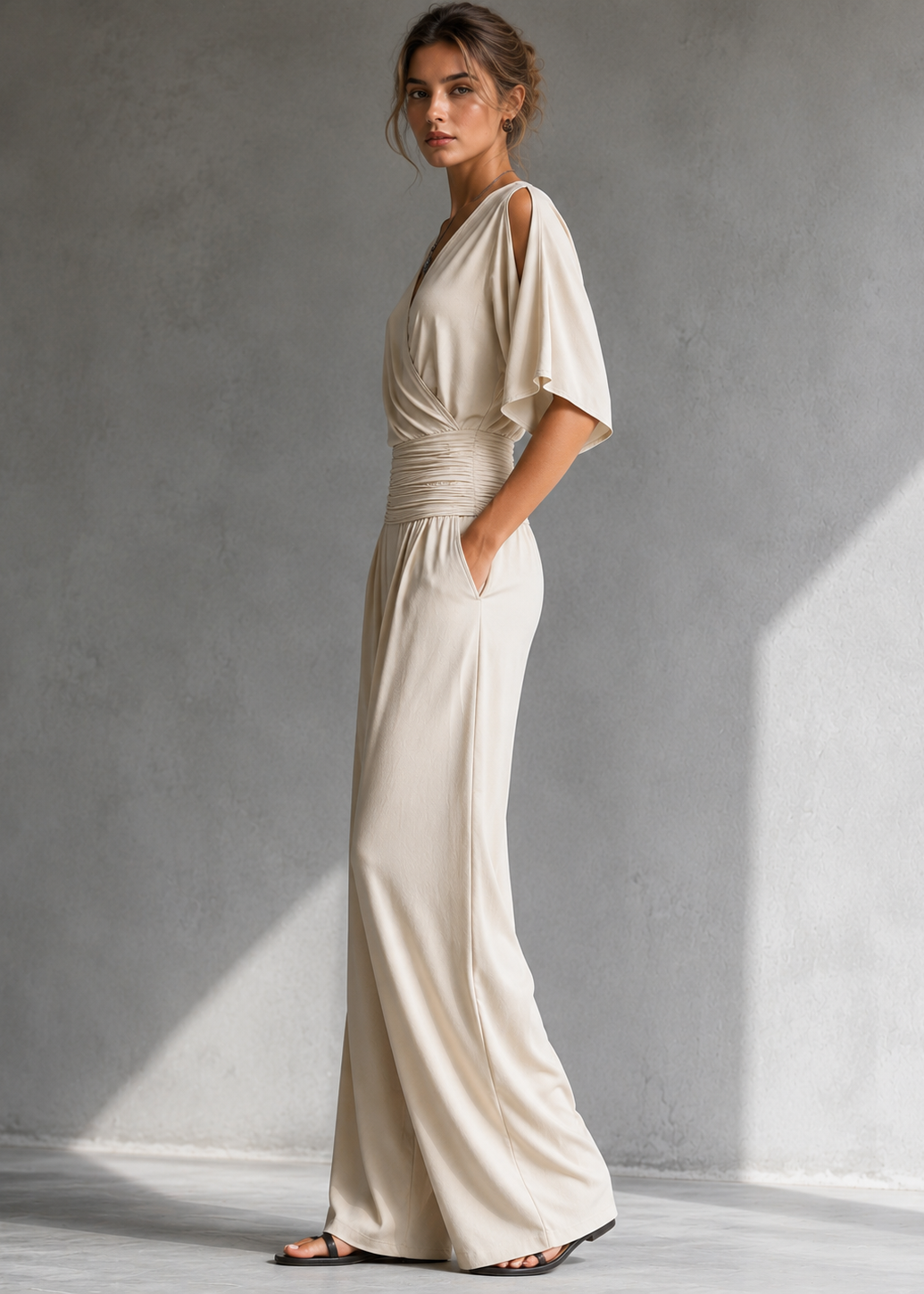 Alía | Ensemble Élégant avec Effet Croisé et Pantalon Large