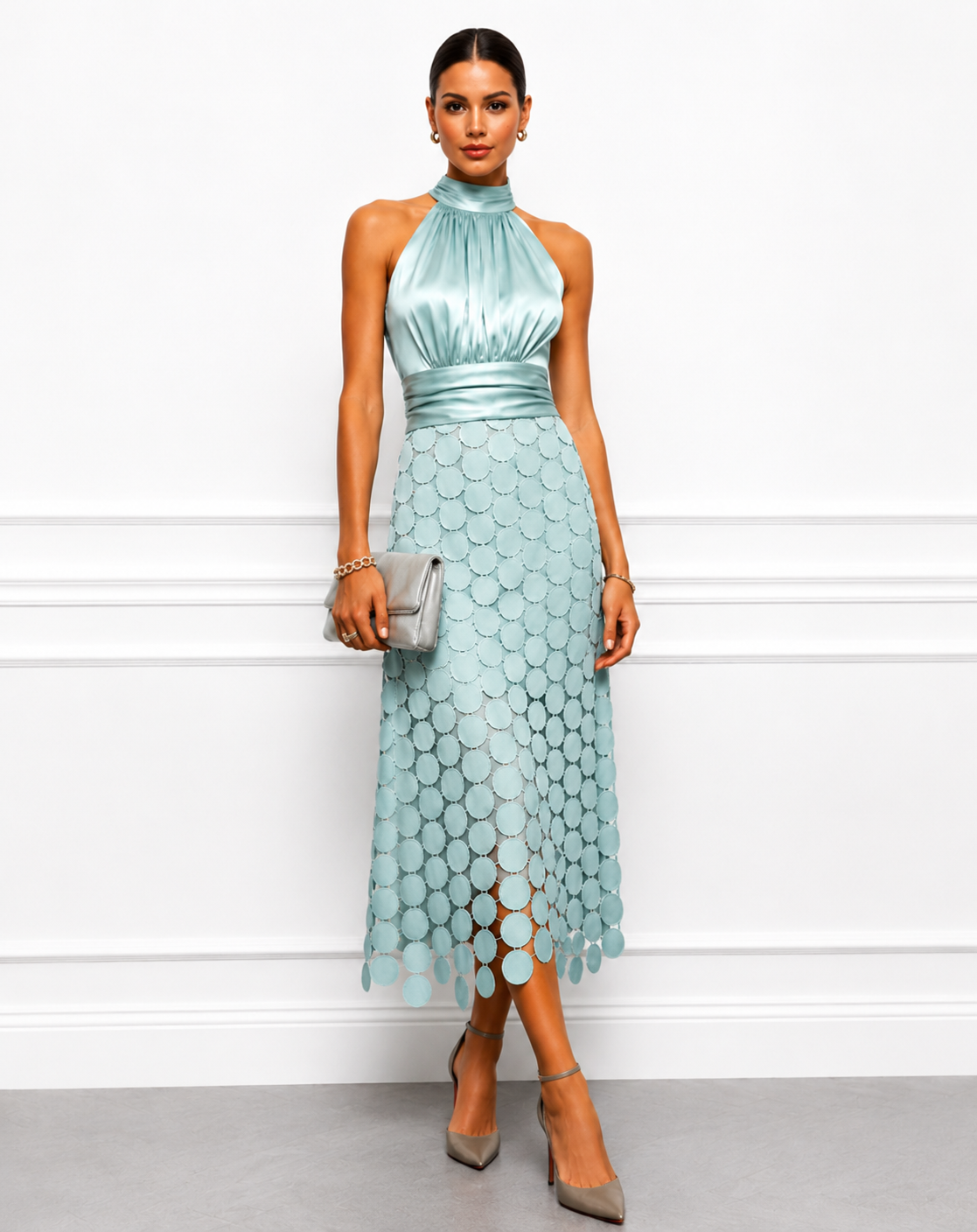 IRENE | ROBE MIDI RAFFINÉE AVEC TOP EN SATIN