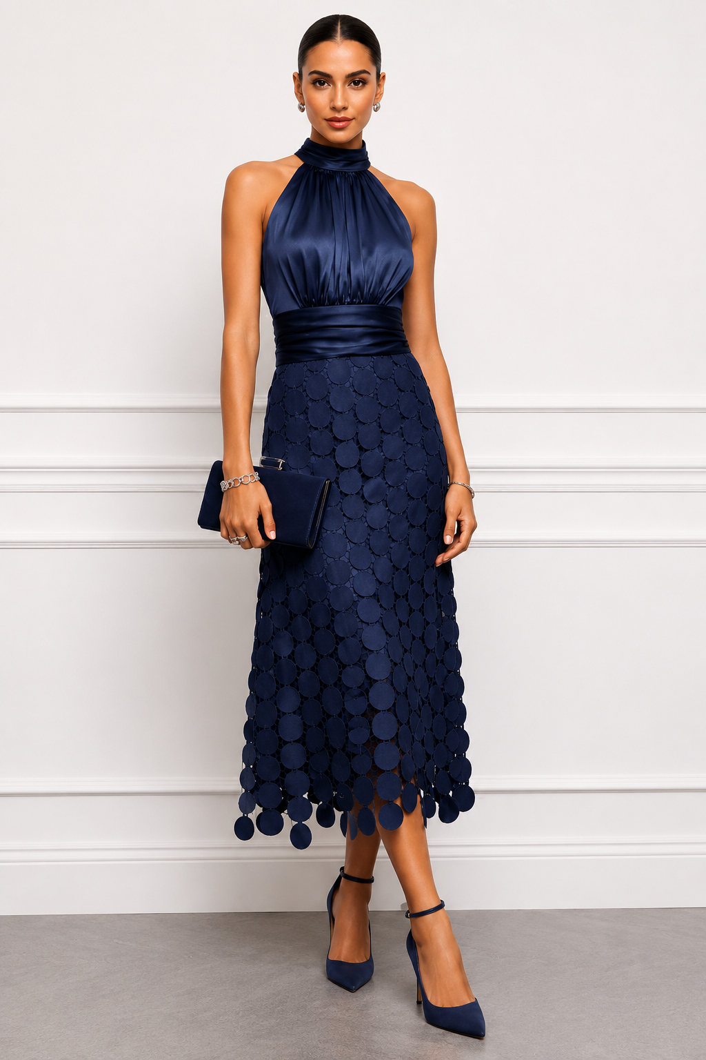 IRENE | ROBE MIDI RAFFINÉE AVEC TOP EN SATIN