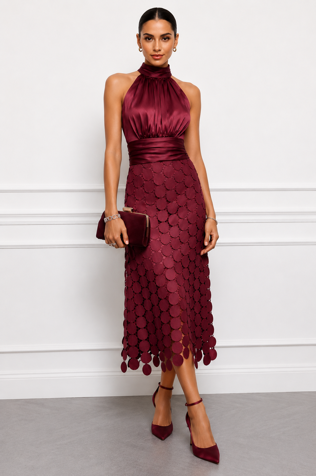 IRENE | ROBE MIDI RAFFINÉE AVEC TOP EN SATIN