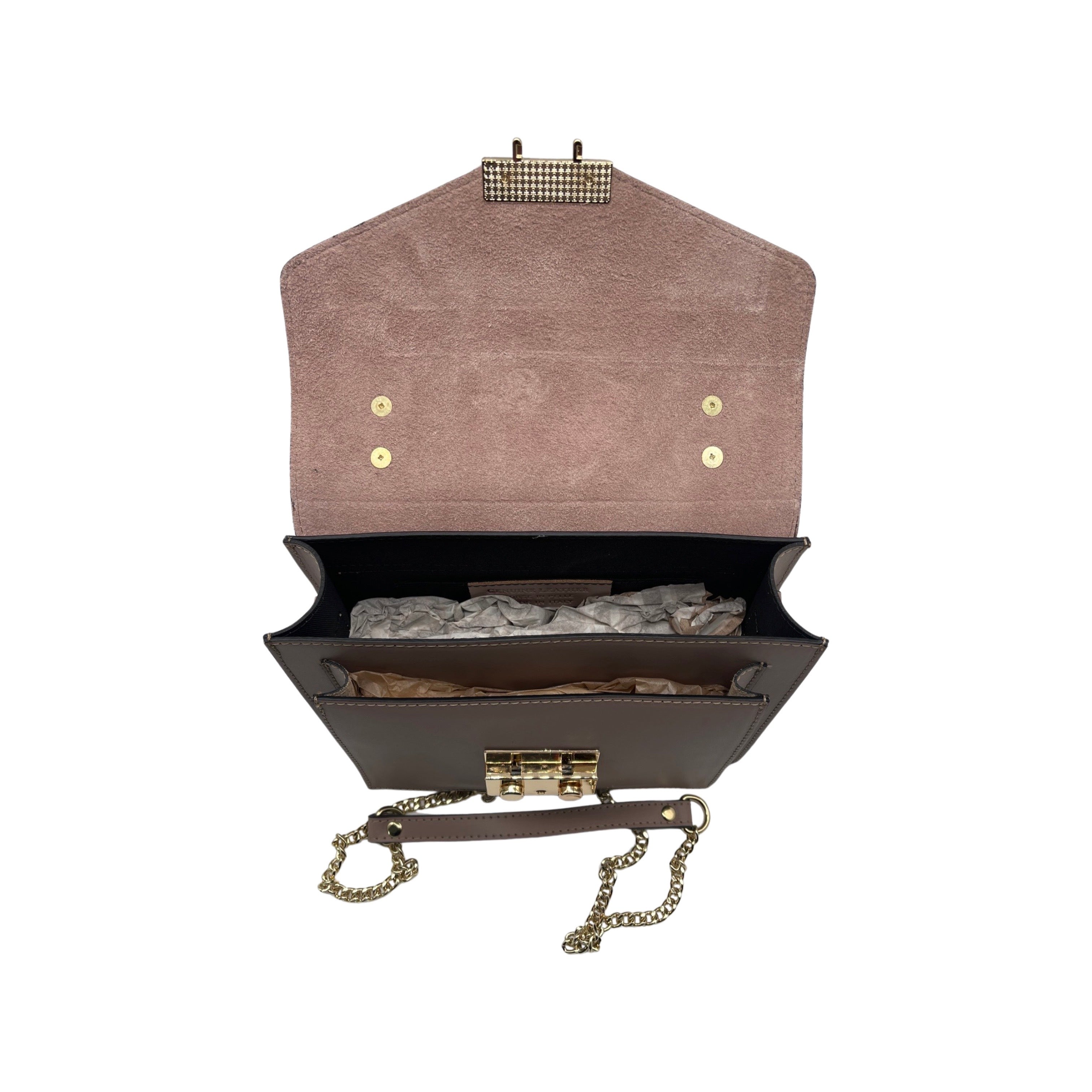 SAC PORTE MAIN CUIR LISSE DELIA VIEUX ROSE