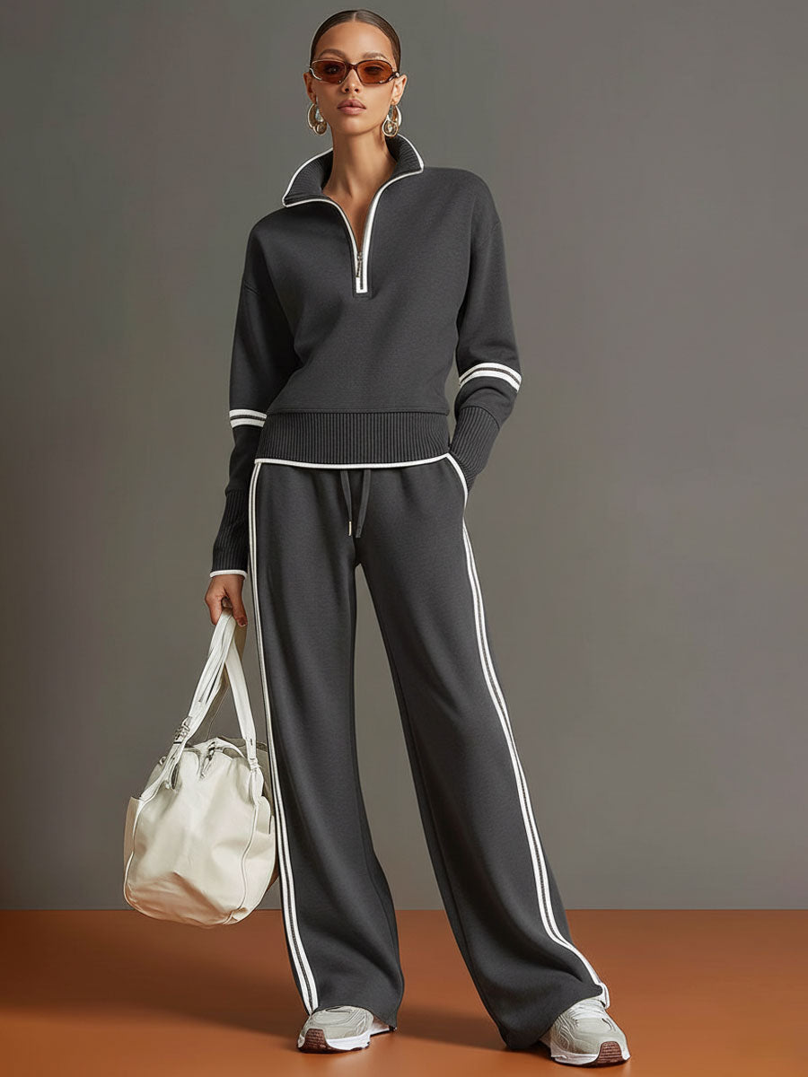 Teresa : Ensemble Femme Deux Pièces avec Sweat à Capuche Semi-Zip