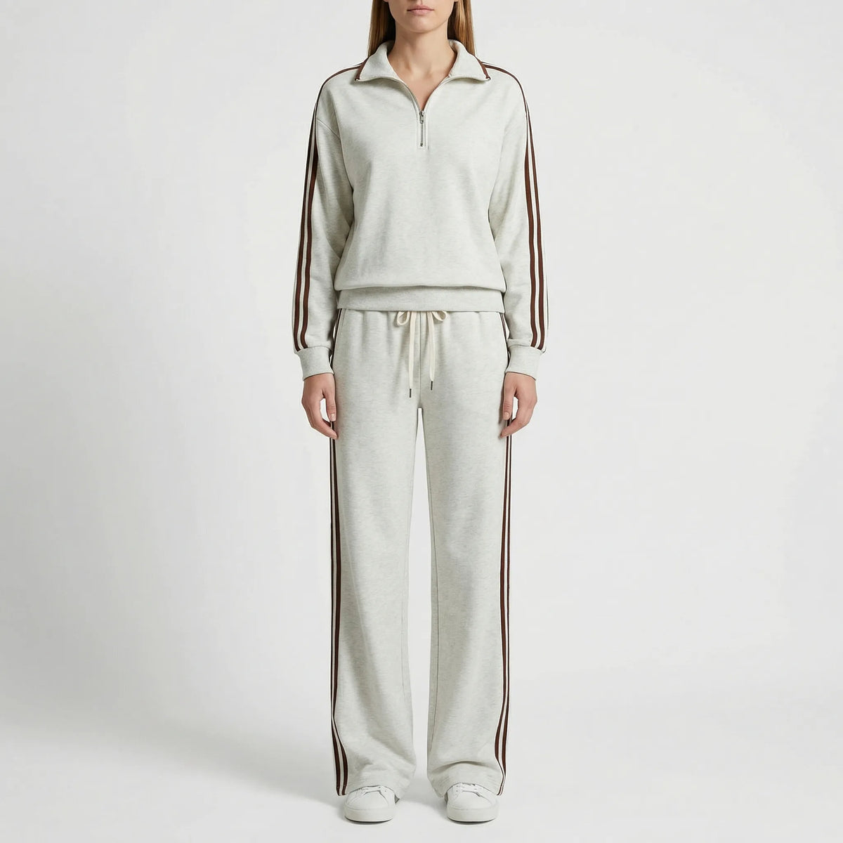 Teresa : Ensemble Femme Deux Pièces avec Sweat à Capuche Semi-Zip