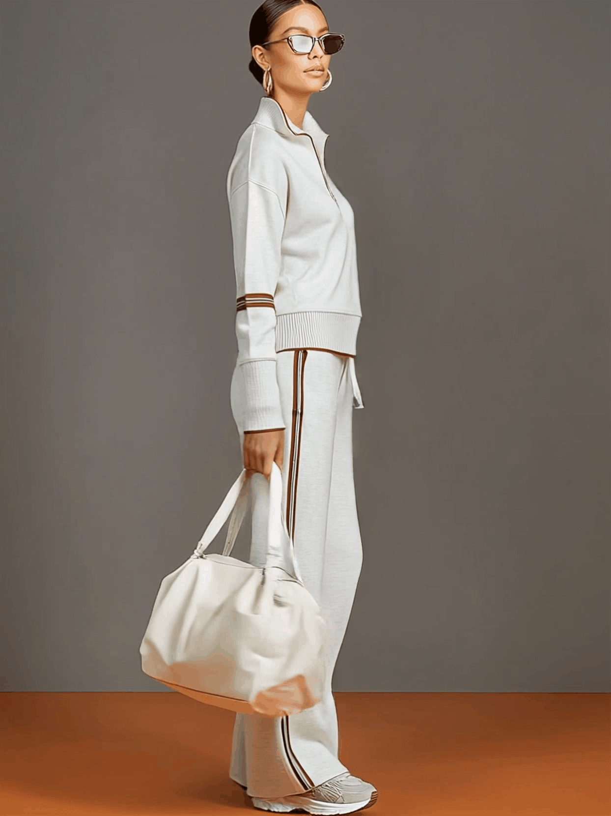 Teresa : Ensemble Femme Deux Pièces avec Sweat à Capuche Half Zip