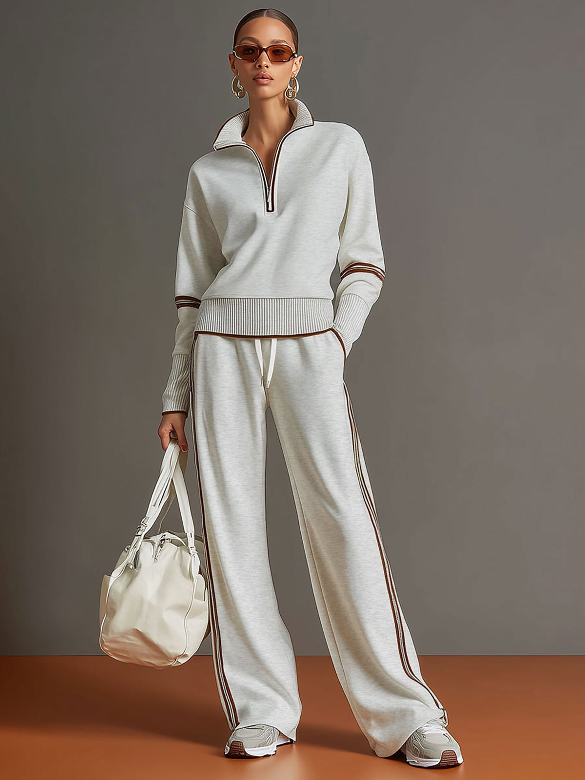 Teresa : Ensemble Femme Deux Pièces avec Sweat à Capuche Half Zip