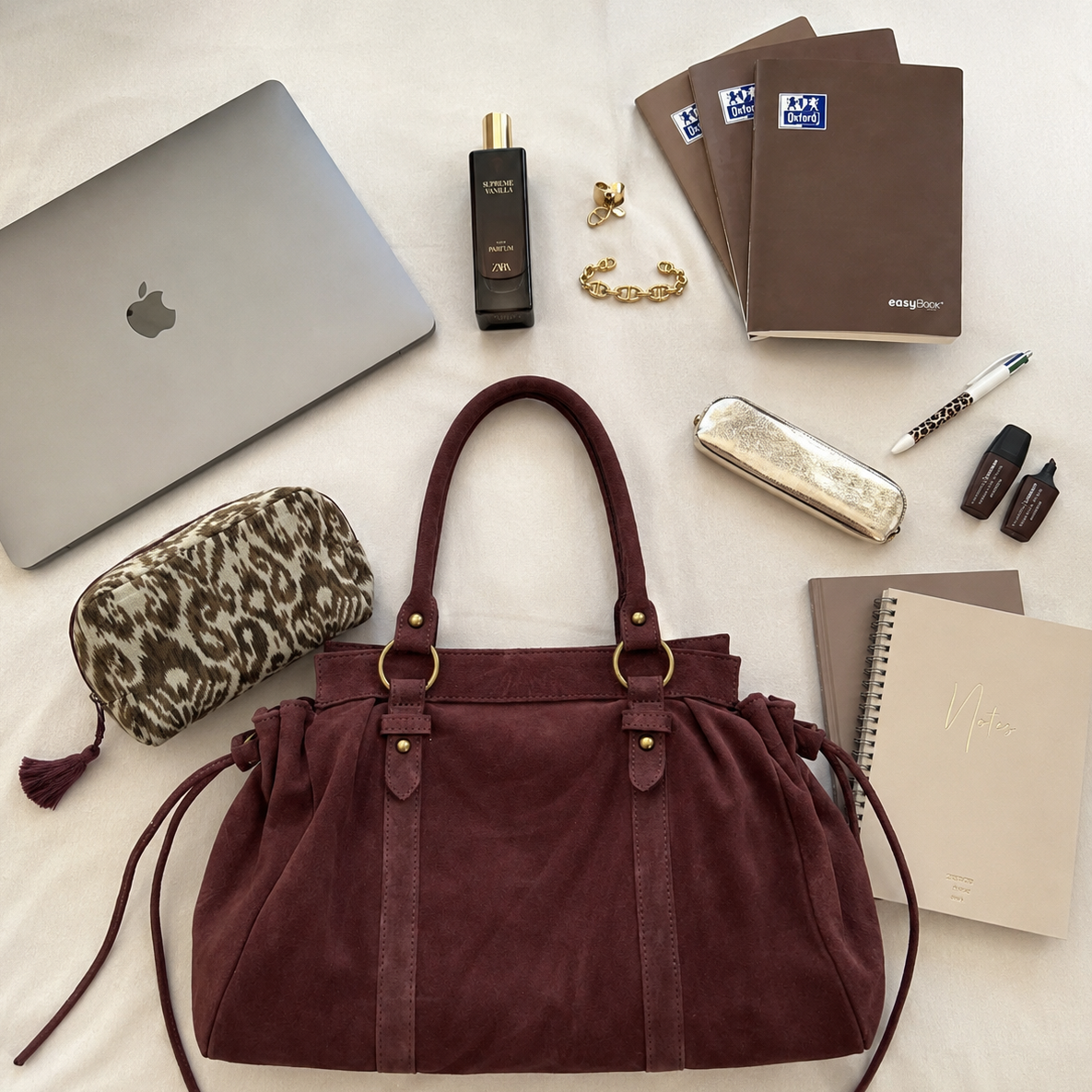 SAC A MAIN CUIR SUEDE GILIA 16 POUCES