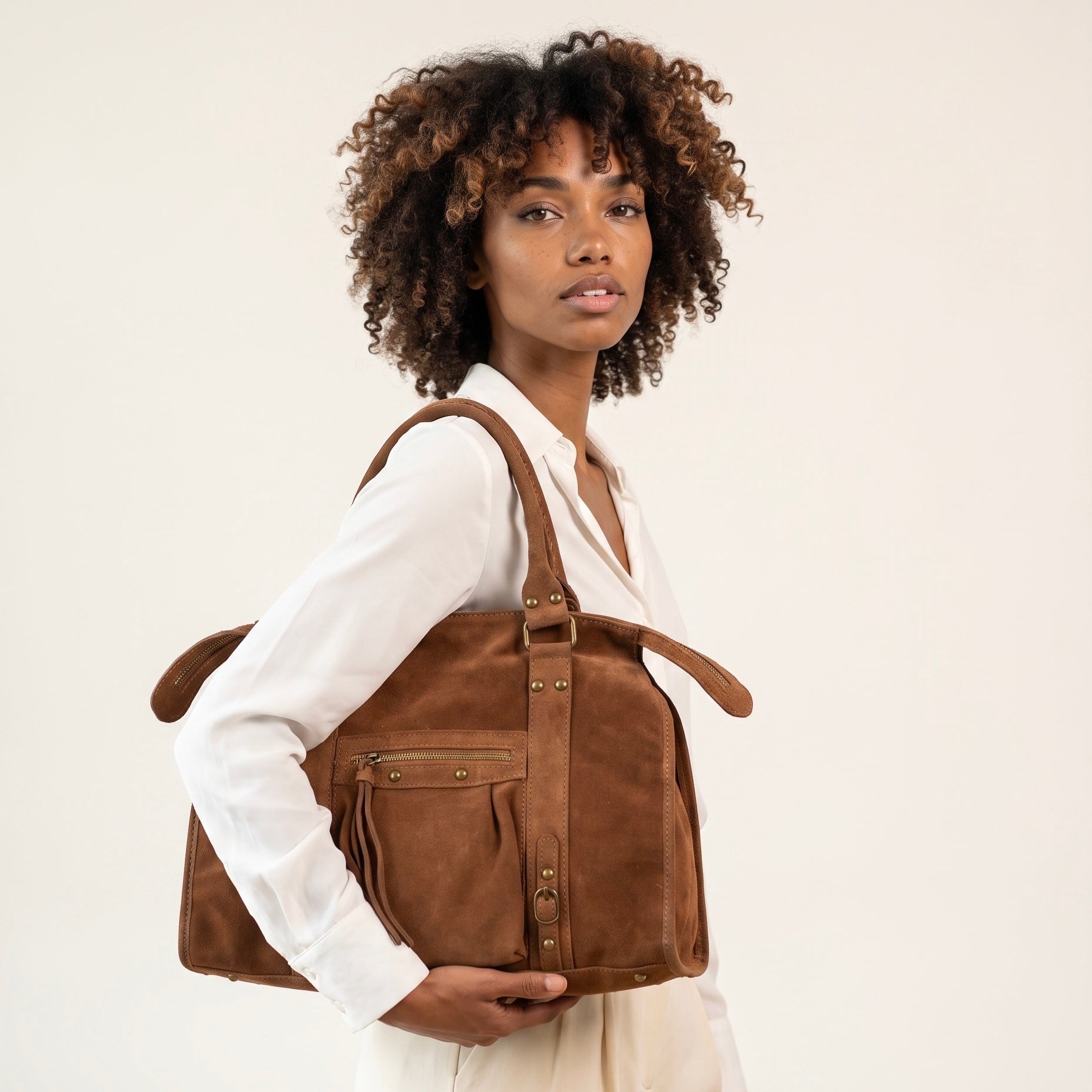 SAC CUIR SUÈDE CAPUCINE L