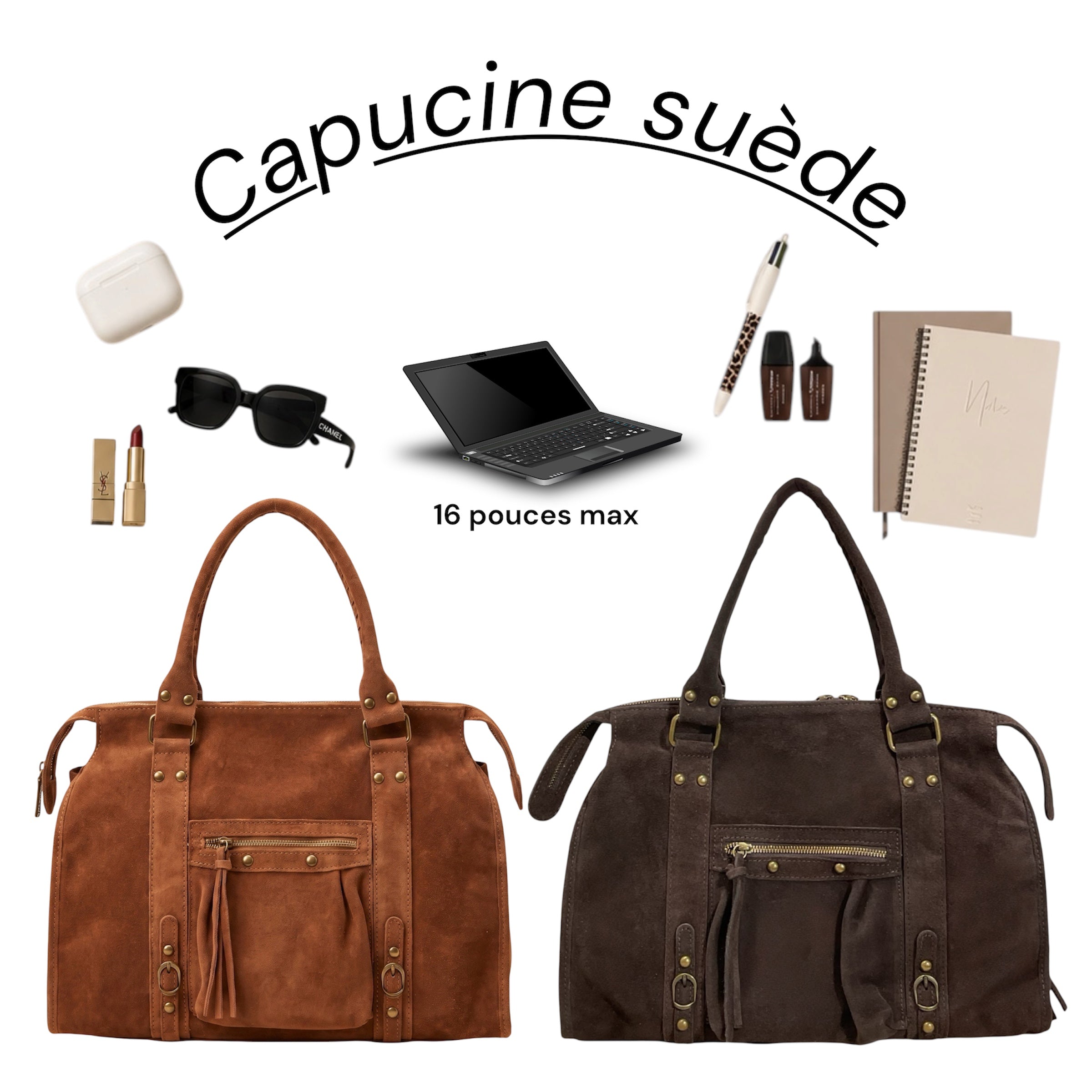 SAC CUIR SUÈDE CAPUCINE L