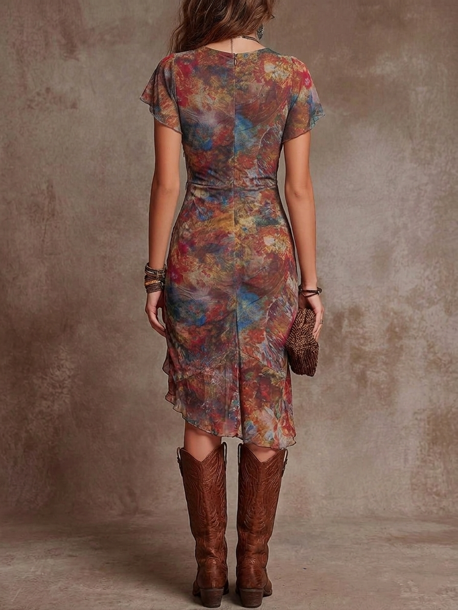✨ Martina | Robe midi plissée avec décolleté en V