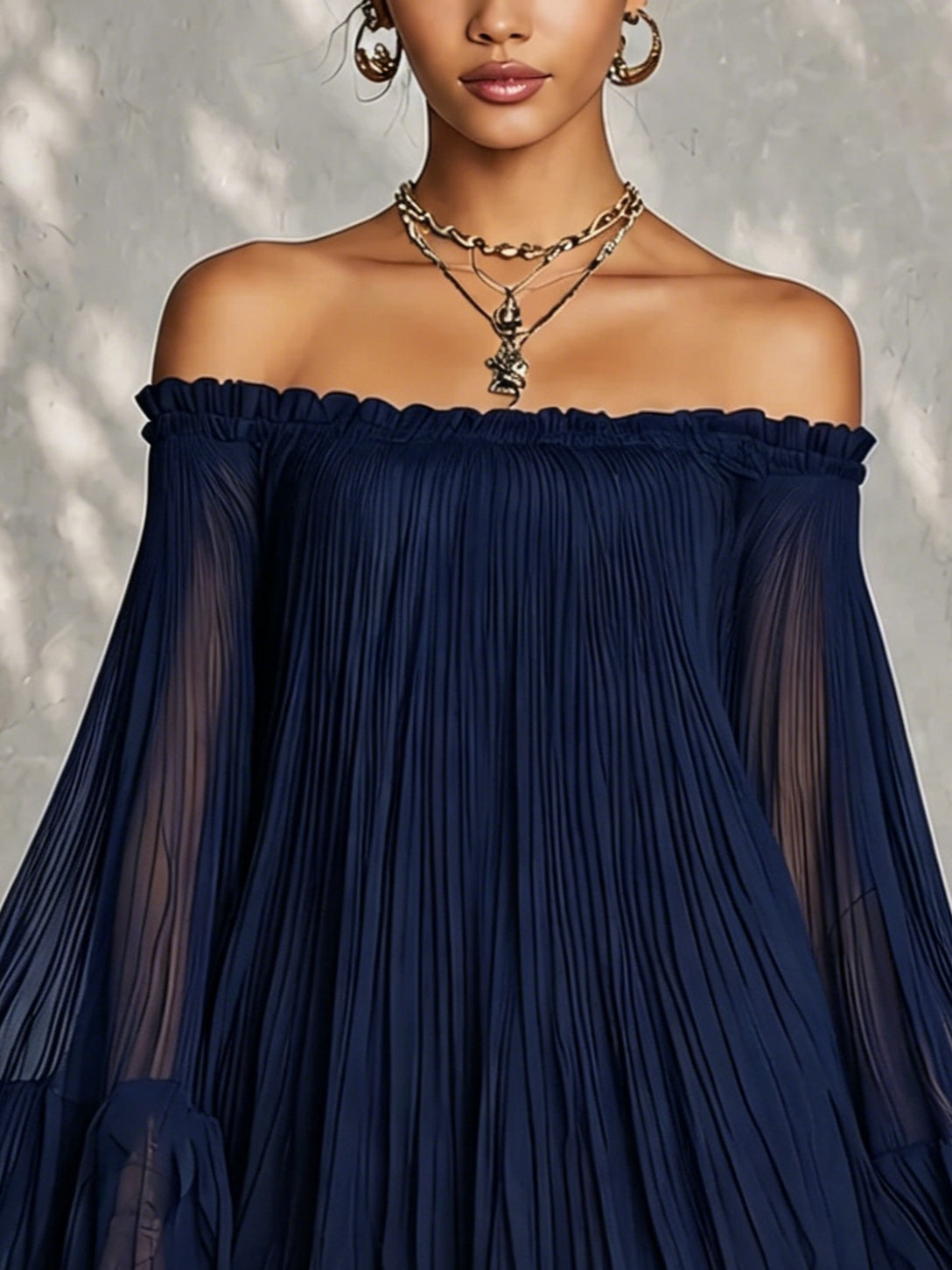 BEATRICE | ROBE MINI BLEUE À ÉPAULES DÉCOUVERTES