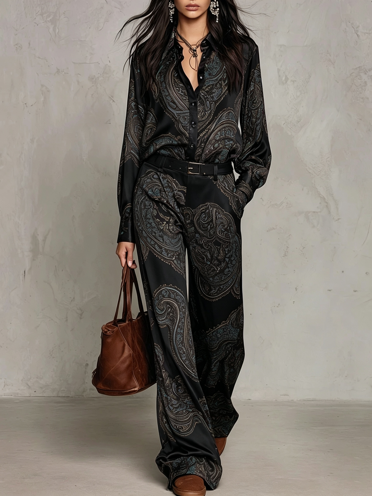 Valentina™ | Ensemble Paisley et Pantalons à Jambes Larges
