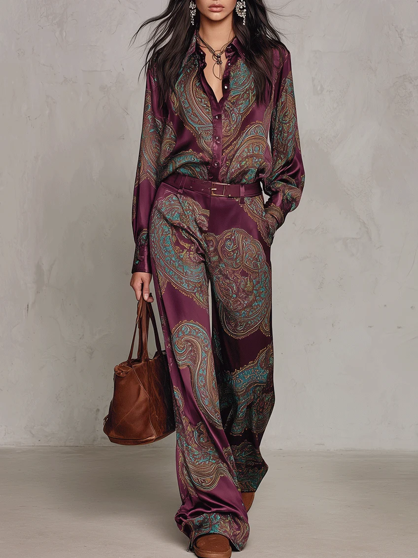 Valentina™ | Ensemble Paisley et Pantalons à Jambes Larges