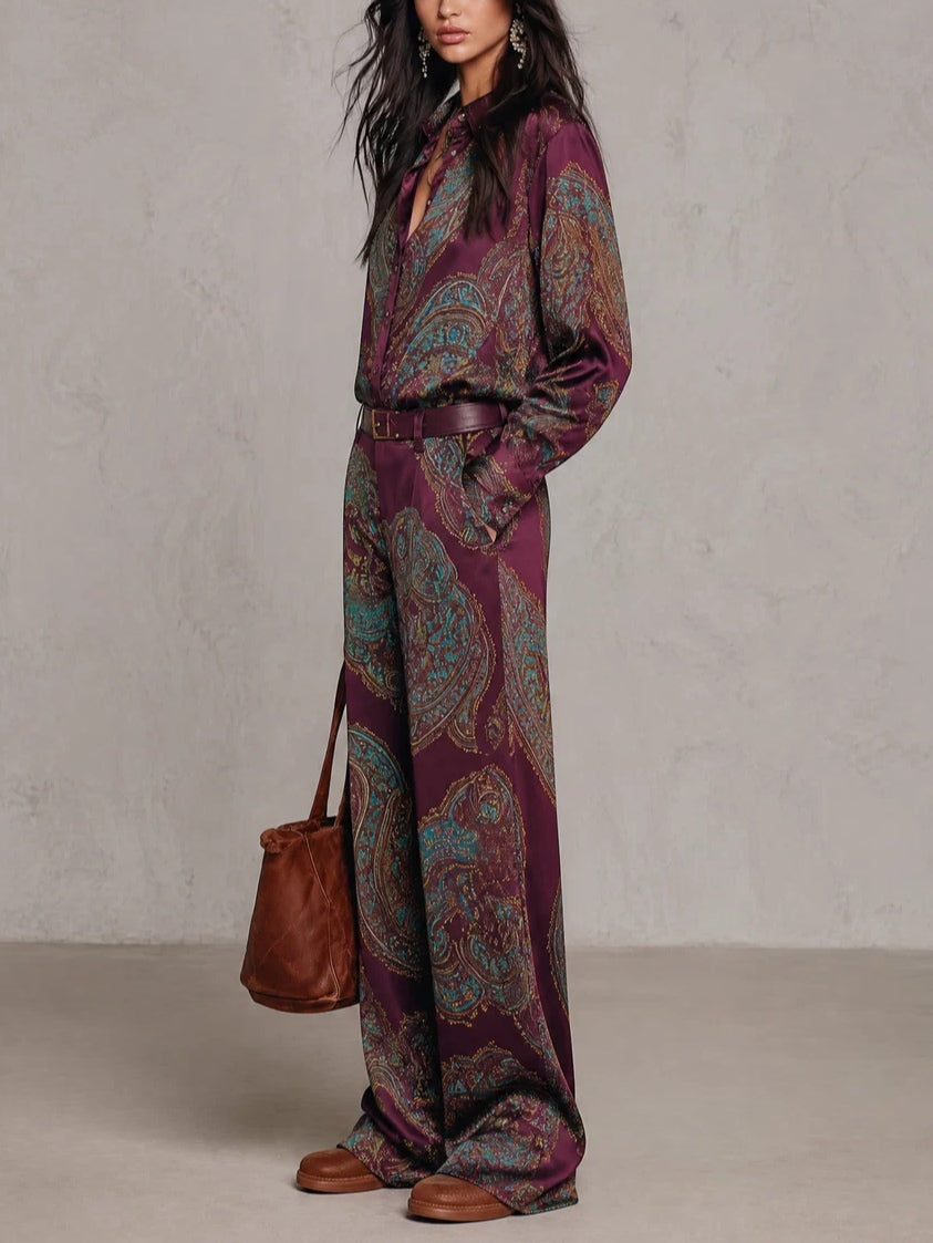 Valentina™ | Ensemble Paisley et Pantalons à Jambes Larges