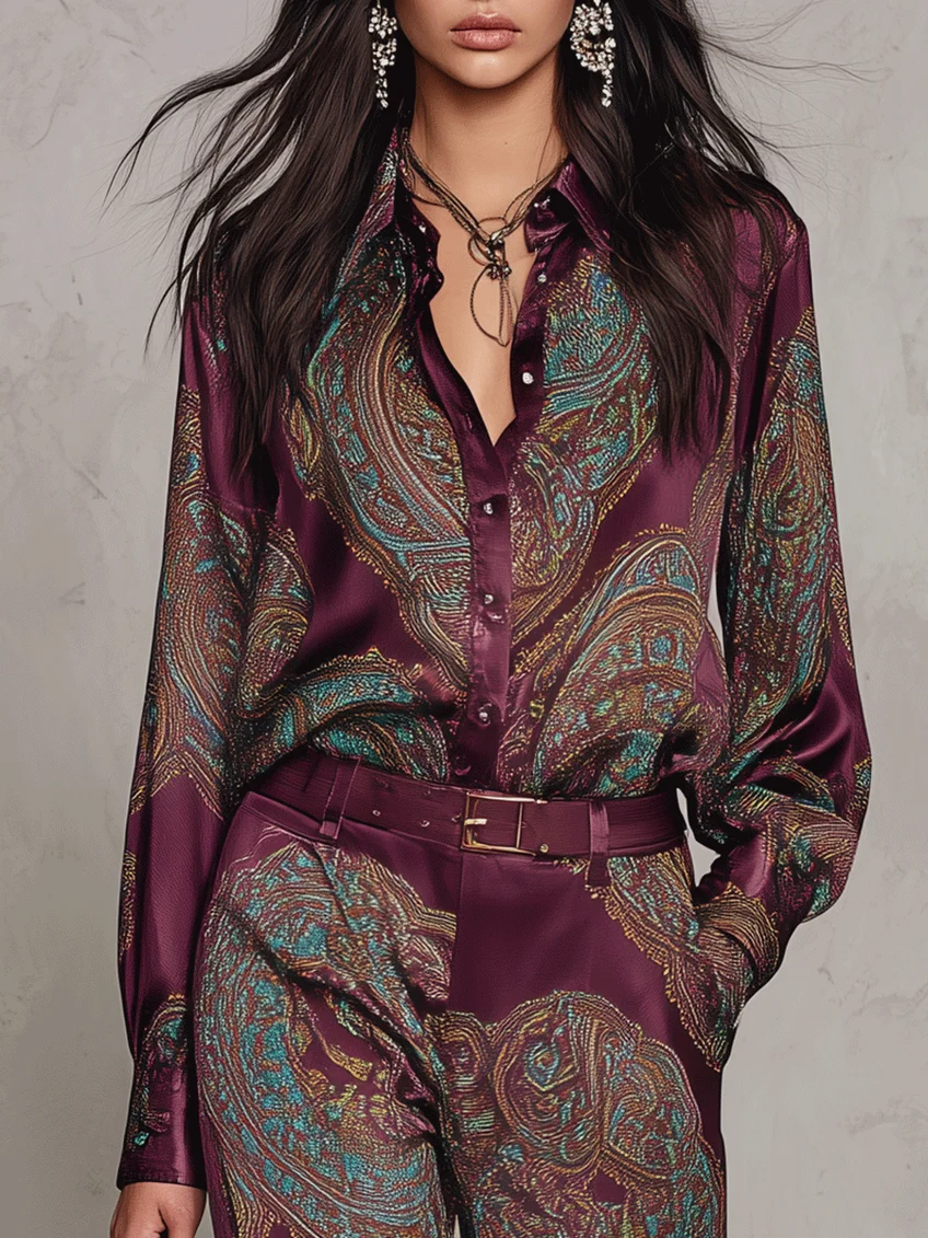 Valentina™ | Ensemble Paisley et Pantalons à Jambes Larges