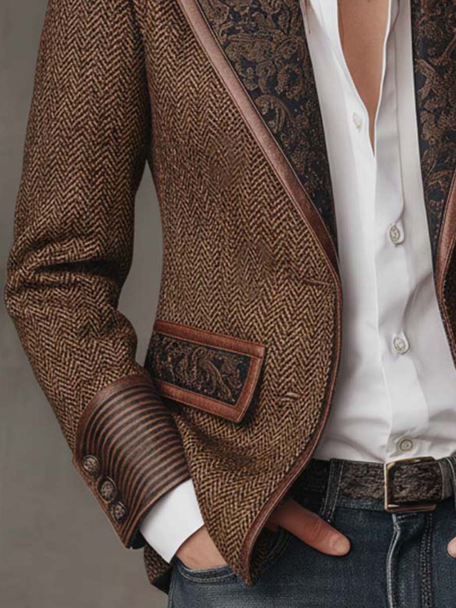Gisèle | Blazer à Empiècements Imprimé Chevrons