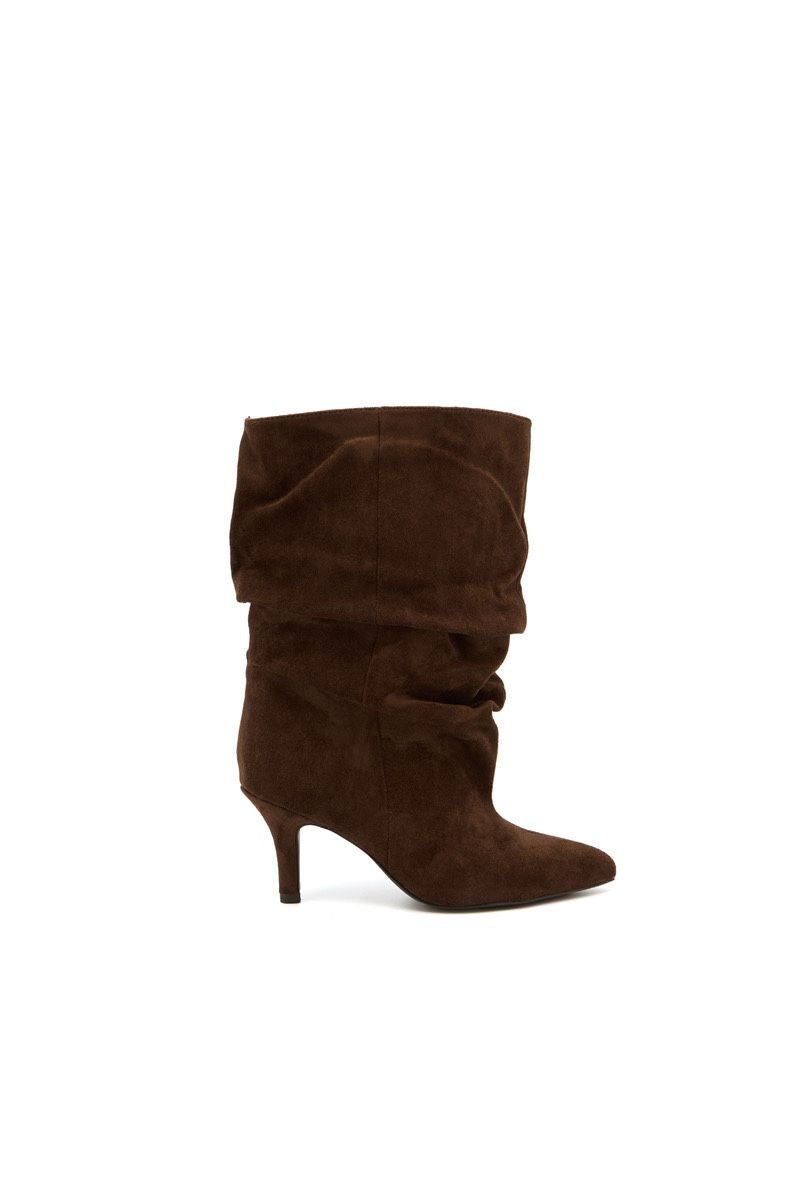Bottines slouchy suède LUCY - Marron