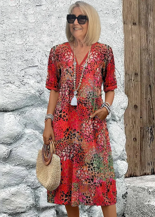 Véronique – Robe midi élégante à coupe fluide