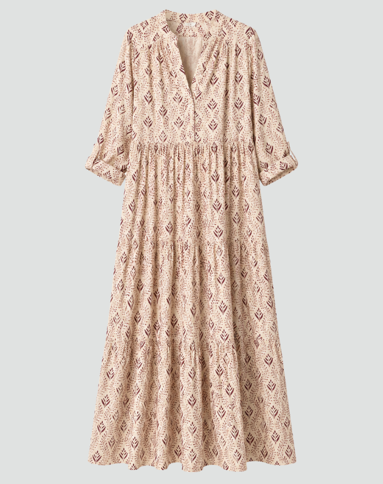 Maria | Robe longue d'été au charme vintage avec imprimé