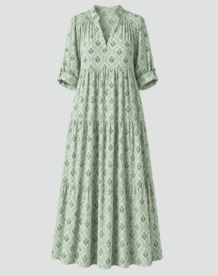 Maria | Robe longue d'été au charme vintage avec imprimé