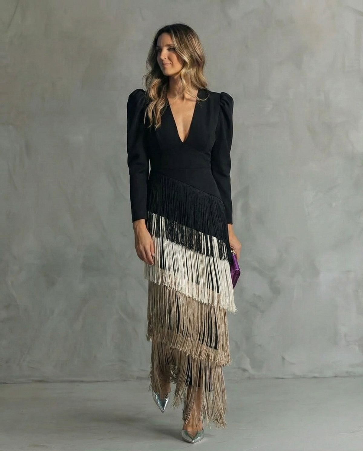 Clara | Robe élégante avec des manches à franges