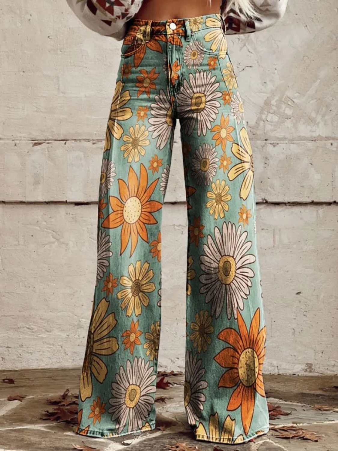 Léna - Pantalons larges à fleurs