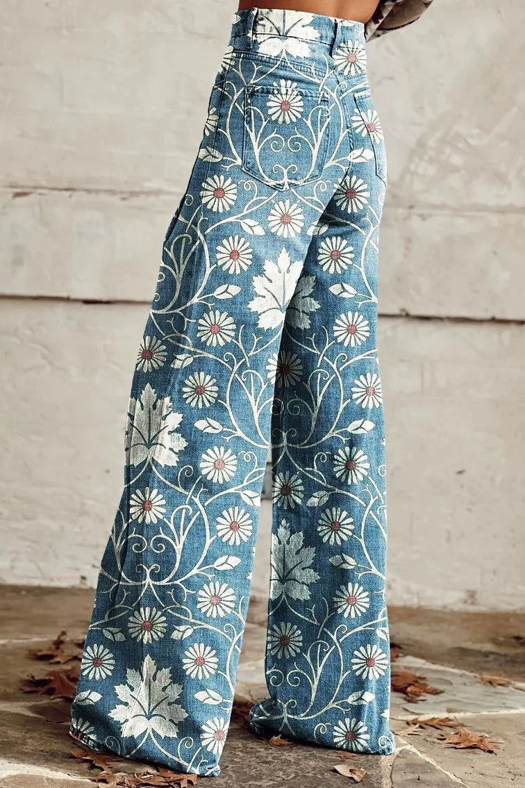 Léna - Pantalons larges à fleurs