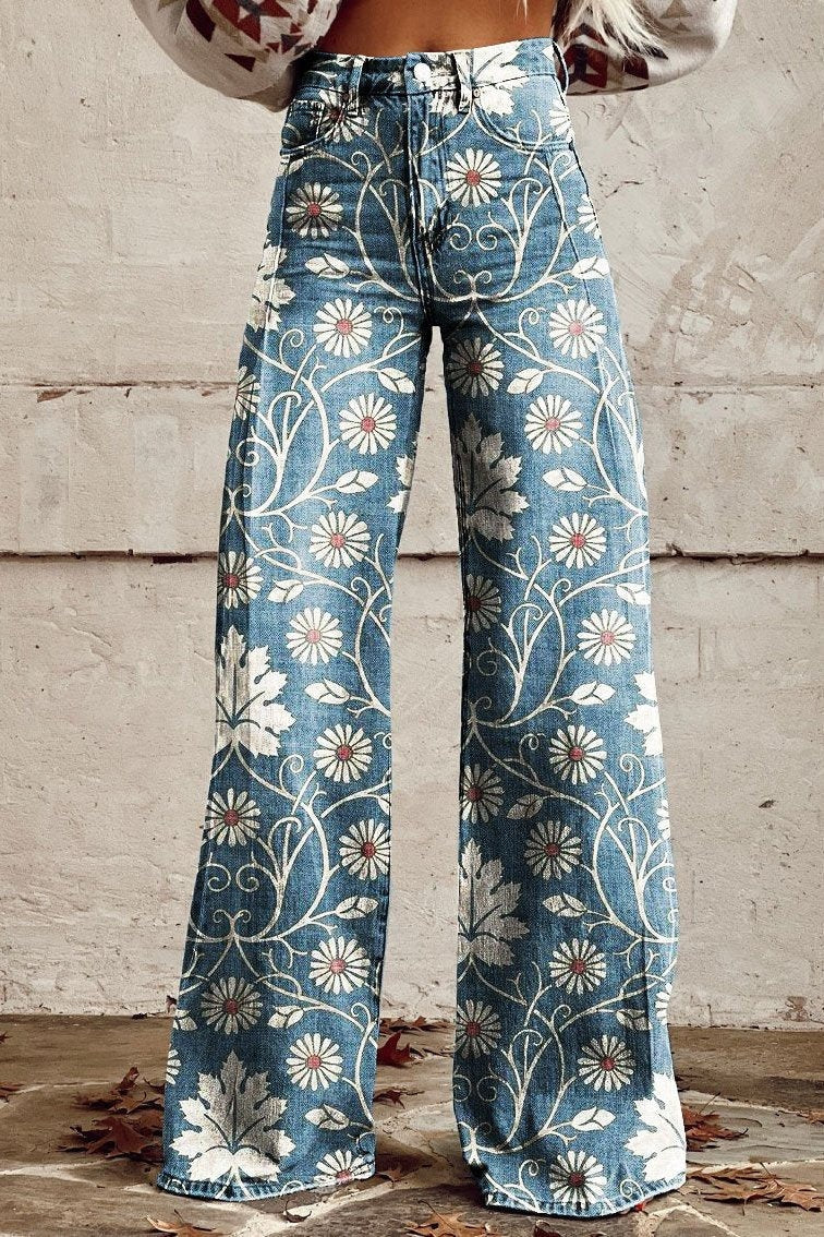 Léna - Pantalons larges à fleurs