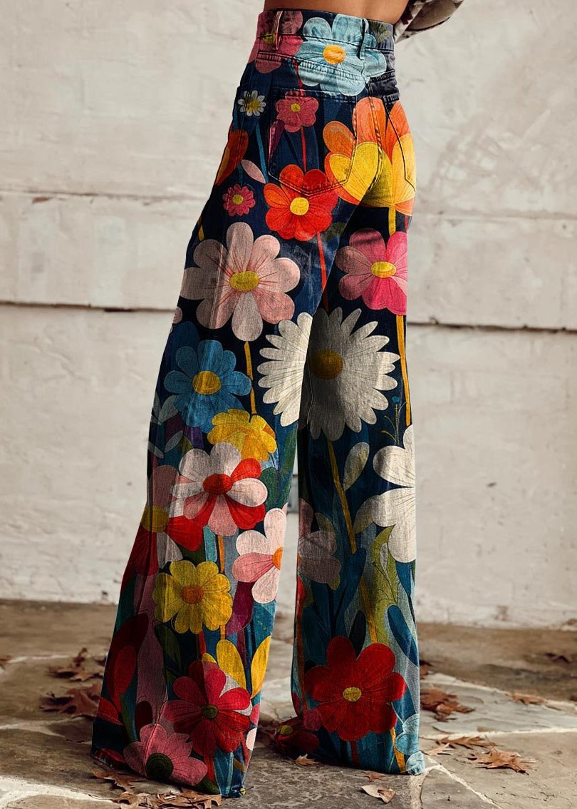 Léna - Pantalons larges à fleurs