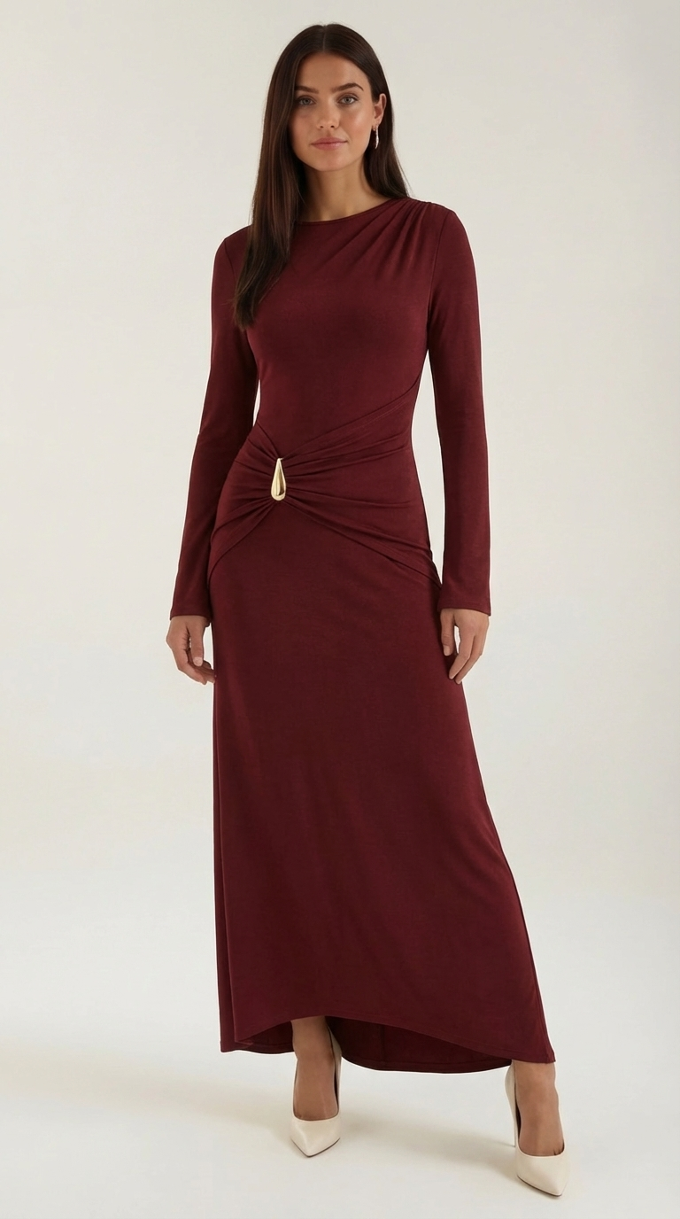 Renee | Robe Longue Intemporelle à Manches Longues