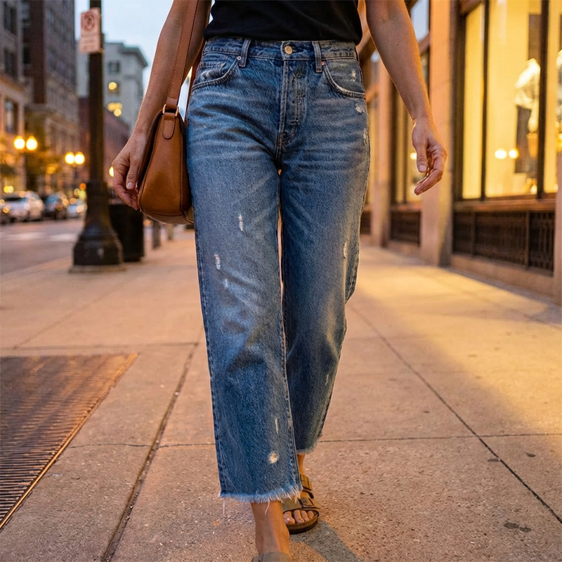 Lola · Jeans droits courts rétro pour femme