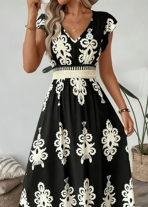 Candela - Robe maxi baroque avec décolleté en V